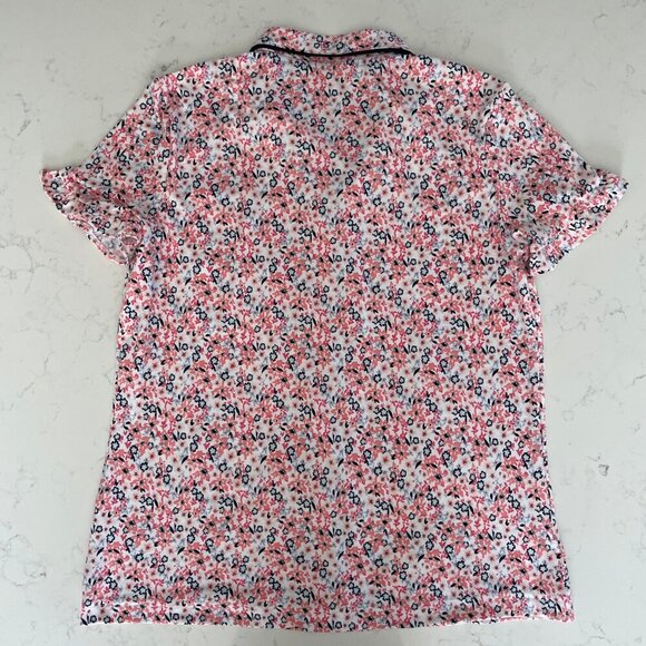 la Vie en Rose SS w Frill Button Down Floral Print Poly Pajama Top Wht P… - Picture 5 of 9